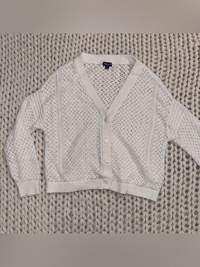 Splendid Ivory Open-Knit V-Neck Cardigan